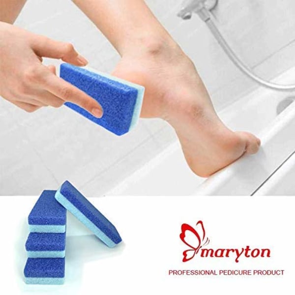 Fotpimpsten for fötter Hård hudborttagningsmedel och skrubber (forpackning med 4) (blå)