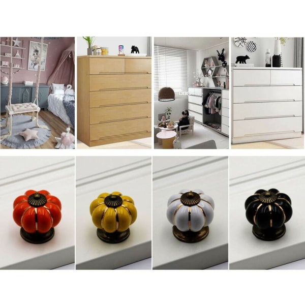 8 x keramiska lådknoppar Pumpaformad skåpknopp för kök