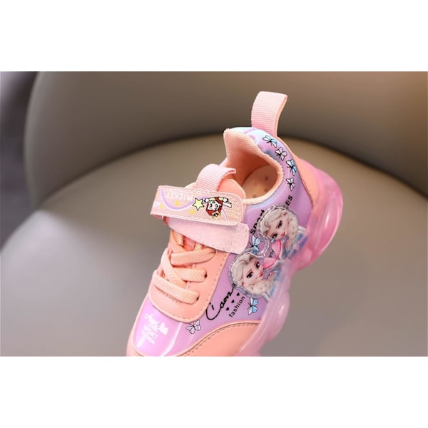 Elsa sko, prinsessesko, jenter lysende sko, barn LED sneakers, gutter jenter lett mesh stoff sko kryss treningssko casual kids sneakers B Rosa 27 B Pink