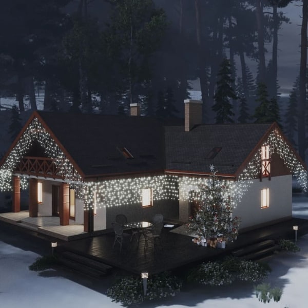 vidaXL Lysgardin med ispigger 10 m 400 LED-lys kald hvit