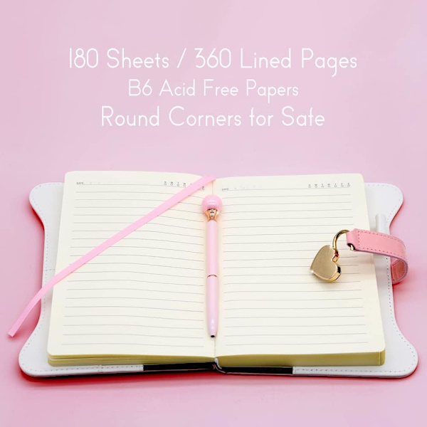 Dagbok med lås och nycklar för flickors presentidéer, påfyllningsbar dagbok för kvinnor, Rose Garden Secret Notebook med linjerade sidor-XF6-