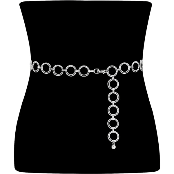 Metall midjekedja för kvinnor Justerbart kroppslänkbälte Mode midjebälte för jeansklänningar