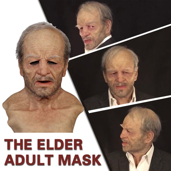 Halloween Gammel Mand Latex Maske Cosplay Party Fuld Maske Hovedbeklædning SQBB