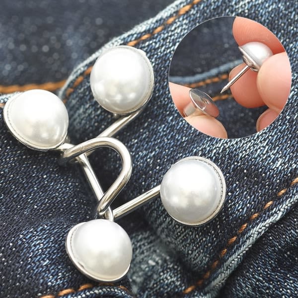 4 sett med Pearl Jean-knapper Justerbar midjespenne