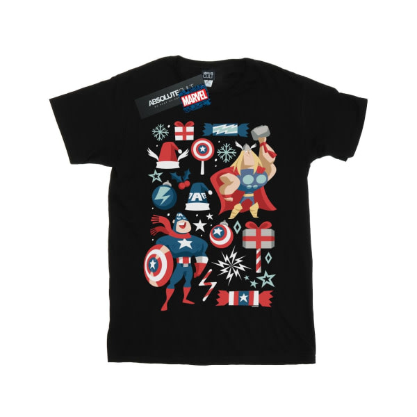 Marvel Womens/Ladies Thor and Captain America Christmas Day Cot Black XXL