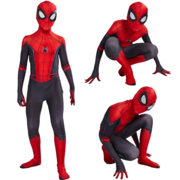 Spider-Man Into the Spider-Verse Lasten Miles Morales Cosplay Vuxen H -i Punainen 130cm Red