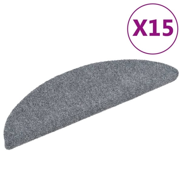 vidaXL Trappstegsmattor Selvklebende 15 stk Broderi 56x17x3 cm Lysegrå gray 2430