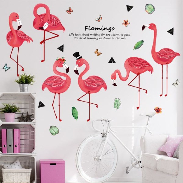 Röd Flamingo Väggdekal Hemdekal Sovrumsdekoration Tapet Art