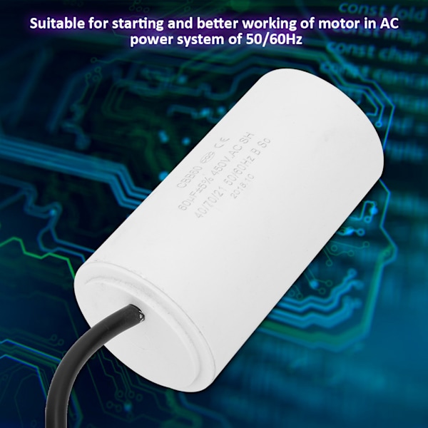 CBB60 miljøvenlig motordriftskondensator 450V 60uf ESR 0.2 til elektrisk husholdningsapparat