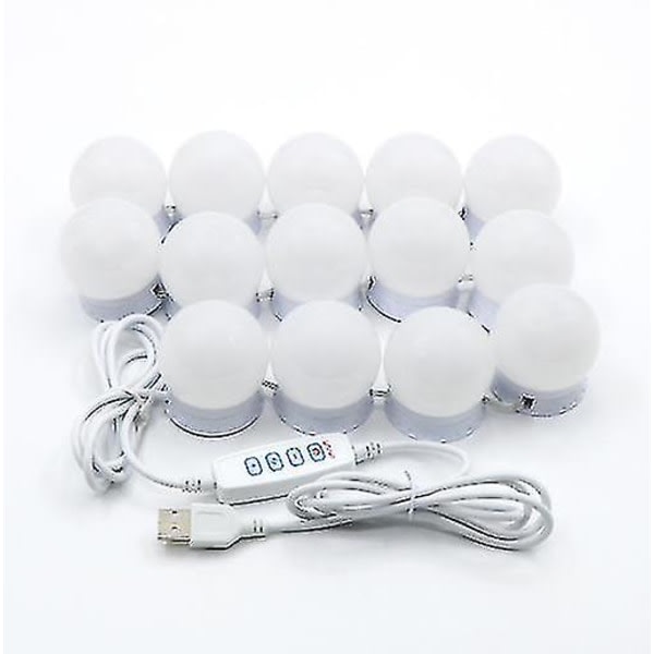Uk Story Hollywood Mirror USB Makeup med lys på 10 pærer 3 lysmoduser (kun lys) [DB]