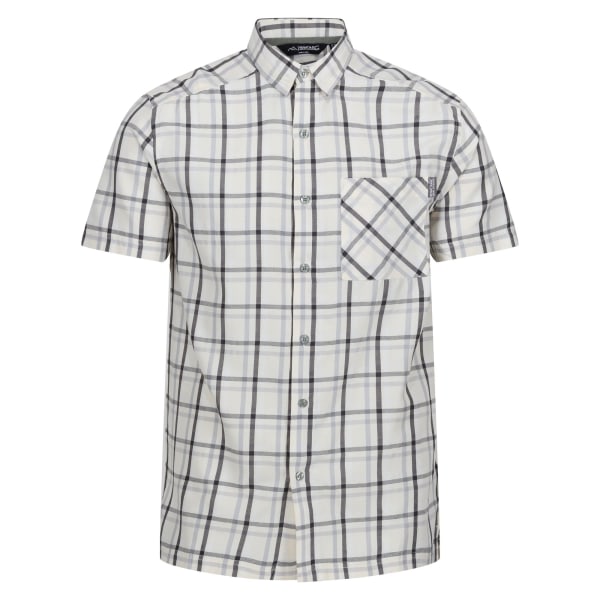 Regatta Mens Mindano VIII Rutig kortärmad skjorta XL Silvergrå/Ask/Vit/Marshmallow XL