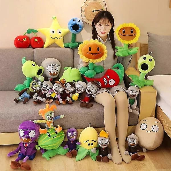 Plants Vs Zombies 2 Pehmolelusetti: Herneenampuja & Auringonkukka Anime Pehmonuket DeepPink