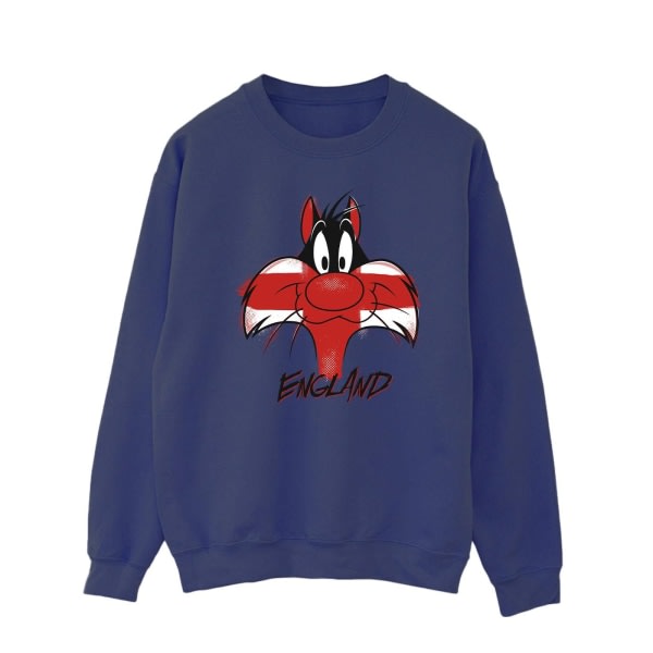 Looney Tunes Sylvester England Face Sweatshirt för män L Marinblå Marinblå L