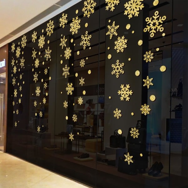Gold Snow Christmas Decal Ikkunatarra Shop Makuuhuoneen lasitaustakuva