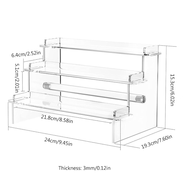 Akryl Display Stativ Hylle 3 Etasjer Trinn Oppbevaringsstativ for Cupcakes Smykker Parfymer Organizer Display Hylle Stativ