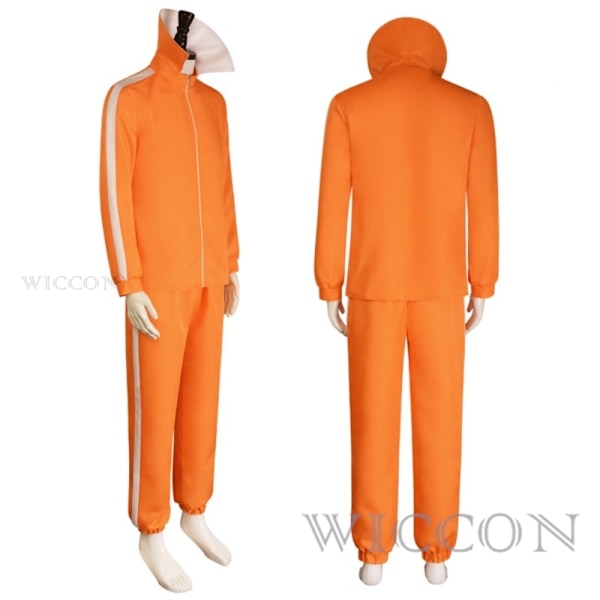 Elokuva Vektor Cosplay-asu Oranssit Takki Housut Lasit Asusarja Sieni Peruukki Halloween Maskeraatiasusetti Juhlasetti L-WELLNGS L L L Costume wig glasses
