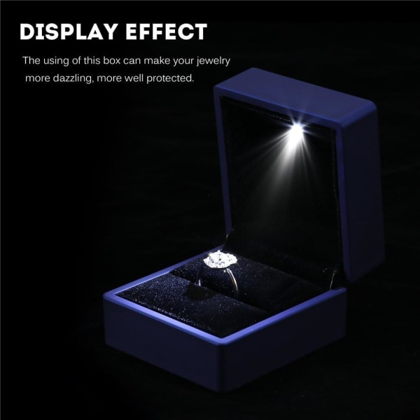 Fashion Ring Box LED Light Up Ring Oppbevaringsveske Smykkeholder