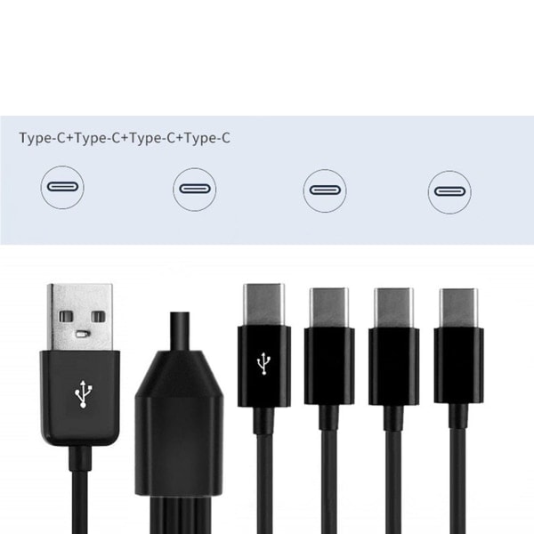 Multi USB-C-jakaja 4-in-1 pikalatauskaapeli 4 tyypin C-urosliittimellä puhelimille ja tableteille