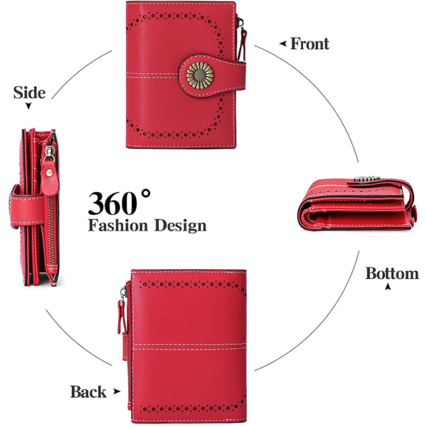 Steam Wallet RFID-estävä nahkainen korttilompakko, jossa 16 korttipaikkaa (punainen)
