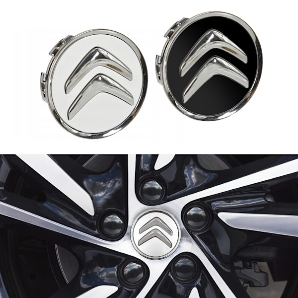 4-pak - Citroën Centrumkåper / Hjulnav Emblem - B 90 60mm - Silver