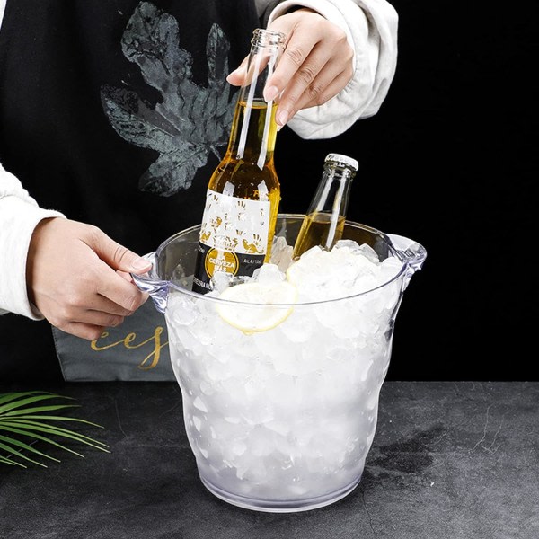 Klara dryckesbaljor med handtag, tjock vinkylshink för bar, helma, fest, 4 litraa, för 2 vineller champagneflaskor