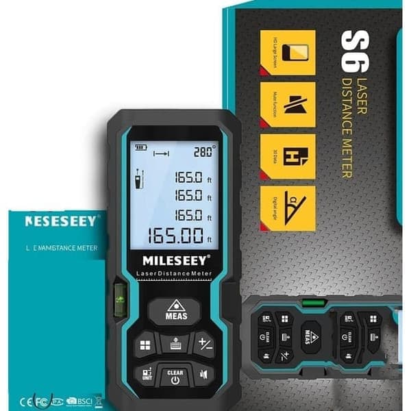 Laser Distance Meter 50M with Digital Angle Display, Electronic Level Control Infrared Rangefinder-FF-