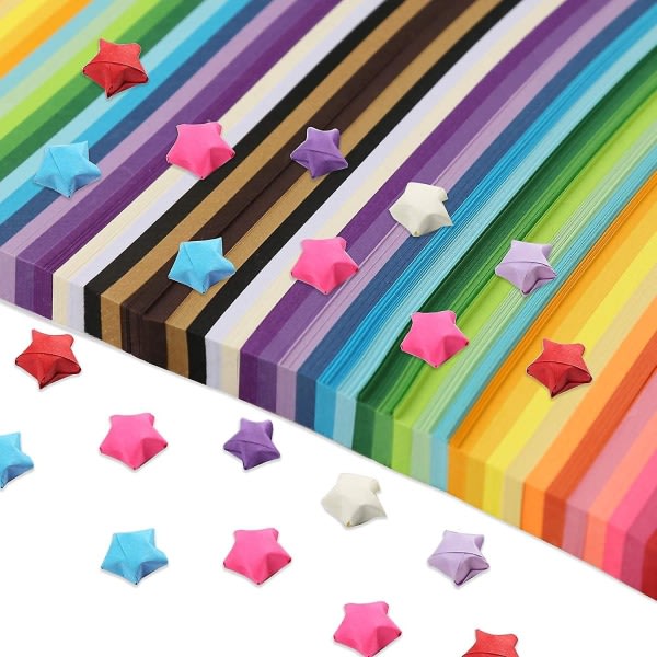 1030 ark Star Origami Papir: Dobbeltsidet ensfarvet papirstrimler til håndværk