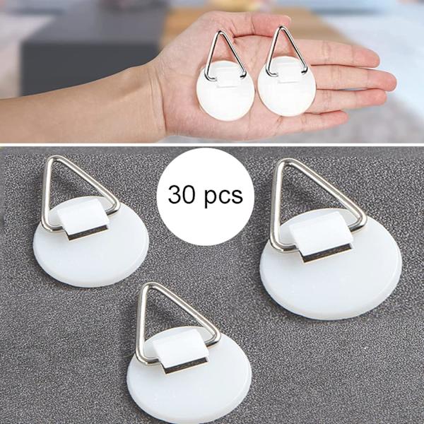 30-pack självhäftande tavelkrokar, självhäftande tavelhängare, vägg
