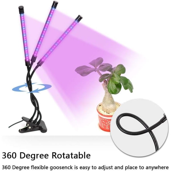 Växtväxtljus, flexibel svanhals, 360 tiehöylät, LED