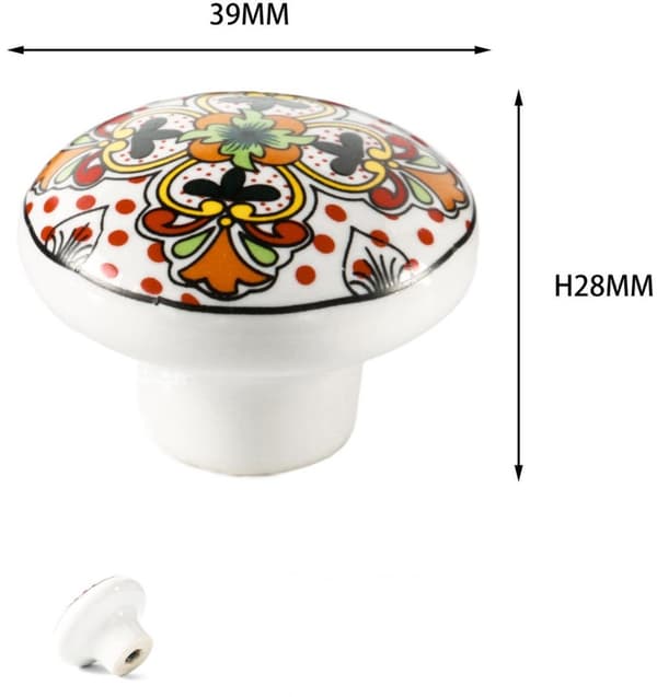 stykker Keramiske greb 3.9*3.9*2.8 cm håndmalede garderobeskabsgreb runde greb med et hul Skruer