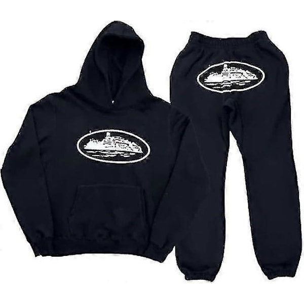 Corteiz Herrjoggingdräkt, 2-delad höstlätt träningsoverall_x67 Svart Black 3XL