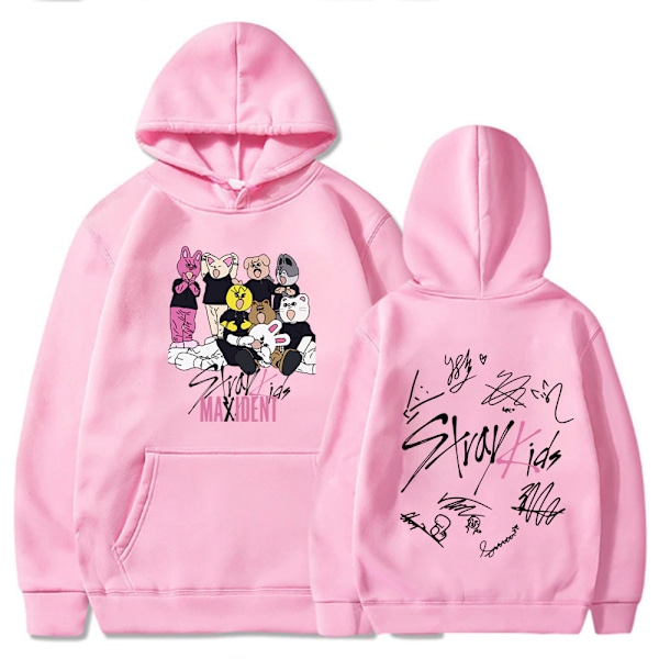 Eksport nytt album Stray Kids hettegenser hiphop Stray Kids hettegenser herre- og dameoverdeler rosa pink M