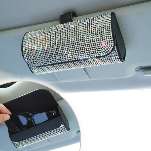 Bling taske til bilsolbeskyttelse, Bling glasögonbåge Magnetisk case organizer