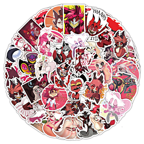 50 kpl Hazbin Hotel -tarroja Angel Dust Alastor Vinyyli Vedenpitävät Sarjakuva Tarrat 50PCS