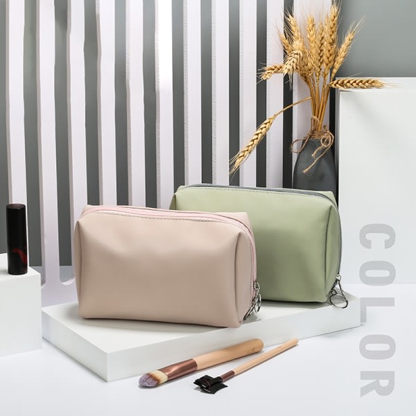 Sminkväska Enkel enfärgad kosmetisk väska för kvinnor påse Green