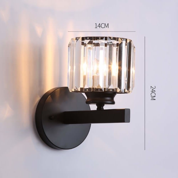 Kristall Vägglampor Dekorativ Väggbelysning Sänglampa Vägglampa Hembelysning Glas Lampskärm Lampa E27 Vägglampa (svart)
