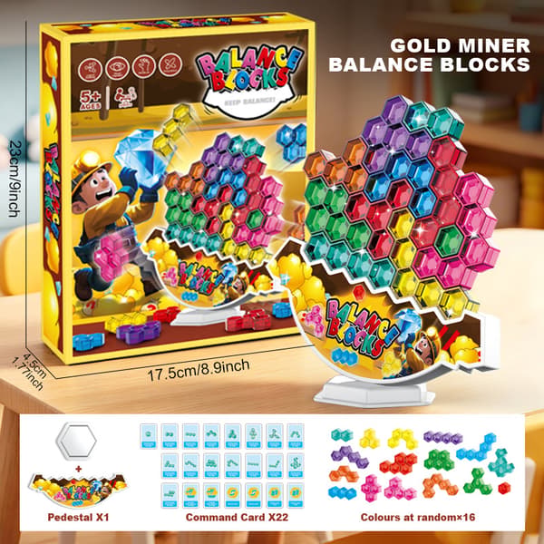 Svingende Balancerende Stableblokke Tetris-stil, Interaktivt Pædagogisk Spil til Børn, 16/32 stk. Diamond Miner Tema 32PCS