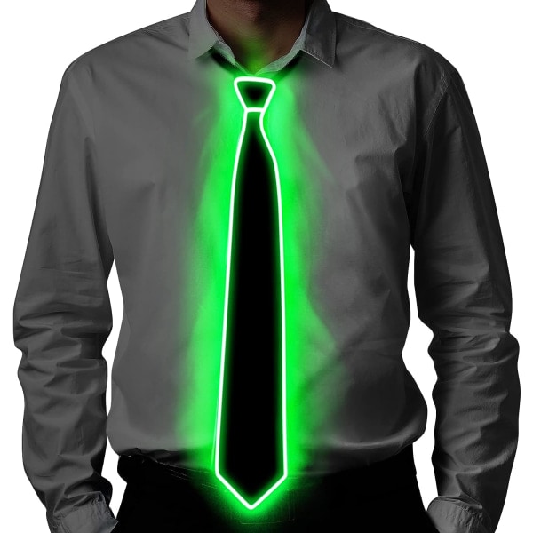 Light Up Slips, LED Light Up Slips för män med power , Justerbara Light Up Slipsar, Party, Bar, Skolkostymtillbehör. (grön)