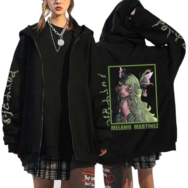 Melanie Martinez Portals Hettegensere Tecknad Dragkedja Sweatshirts Hip Hop Streetwear Kappor Män Kvinna Oversized Jackor Y2K Kläder Black2