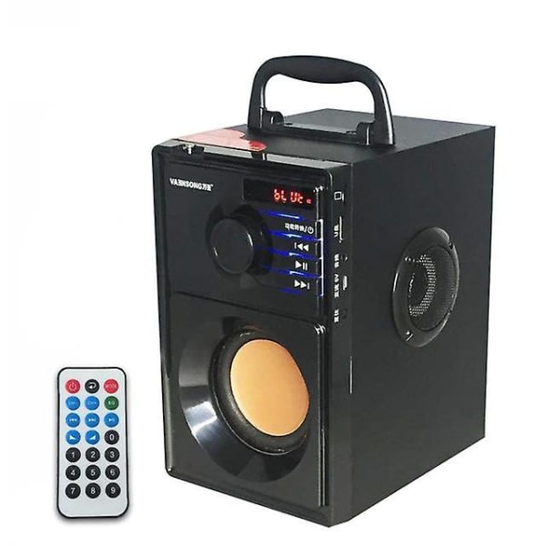 VAENSONG A10 Stereo Wood Subwoofer Super Bass FM Radio Bluetooth Høyttaler
