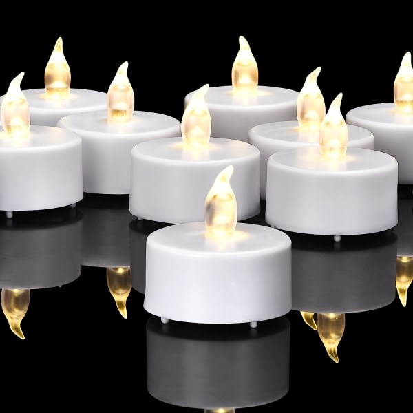 Batteridrevet flammevarmelys: LED-flimrande elektriske votivljus 24-pack realistisk og lys for sesong