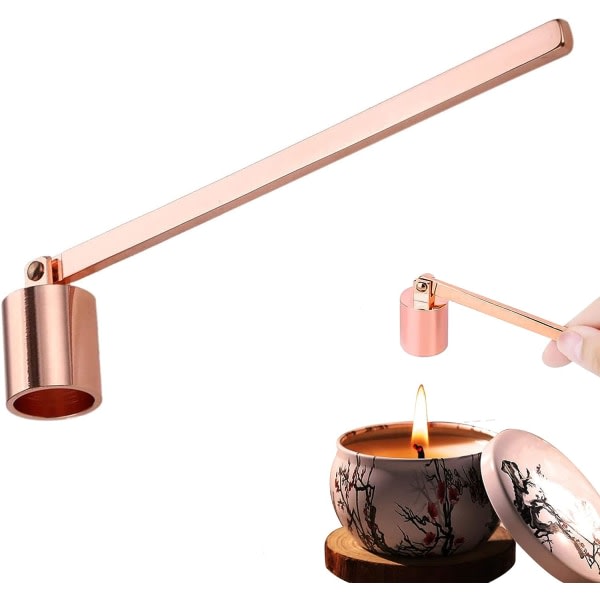 Candle Snuffer, Ljussläckare Wick Snuffer med langt håndtag i rostfritt stål Candle Snuffer for de fleste lys (Rosegold)