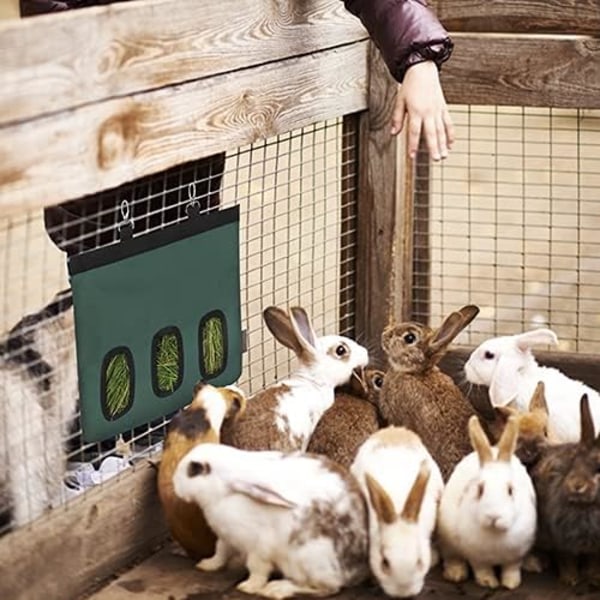 Kaninhömatare, hömatare för kaniner marsvin Chinchillahamstrar smådjur, hängmatare för kanin 600D Oxford tygtyg (svart)