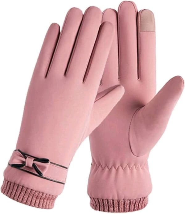 Vinterhandsker Kvinder Touchscreen Vindtætte Vandtætte Opvarmede Pink One Size Pink