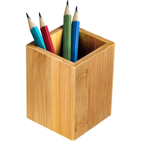 Pen Pot, Pen Holder til Skrivebord, Premium Bambus blyantholder, Pen