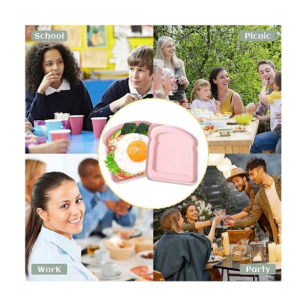 4 Lunchlåda-smörgåsbehållare, återanvändbara smörgåsbehållare, smörgåshållare bröd c