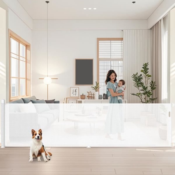 XMTECH Säkerhetsgrind för bebisar - Infällbar hundgrind (bredd: 0 - 300 CM) - Vit - För inomhus- och utomhusbruk-XF13-