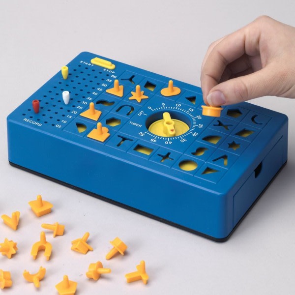 Tidsbegrensning rolig brädspel, lekenhet med timer og popup-bricka - Spelstørrelse 12x12x12,5 cm, blå