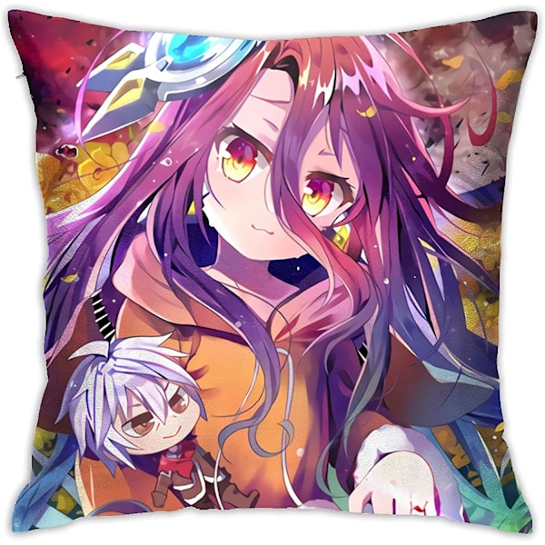 No Game No Life Anime Kudde Dubbelsidig Snygg utskrift Kuddfodral Mjukt örngott Sovrumssoffa Dekorativt cover 18"18" In