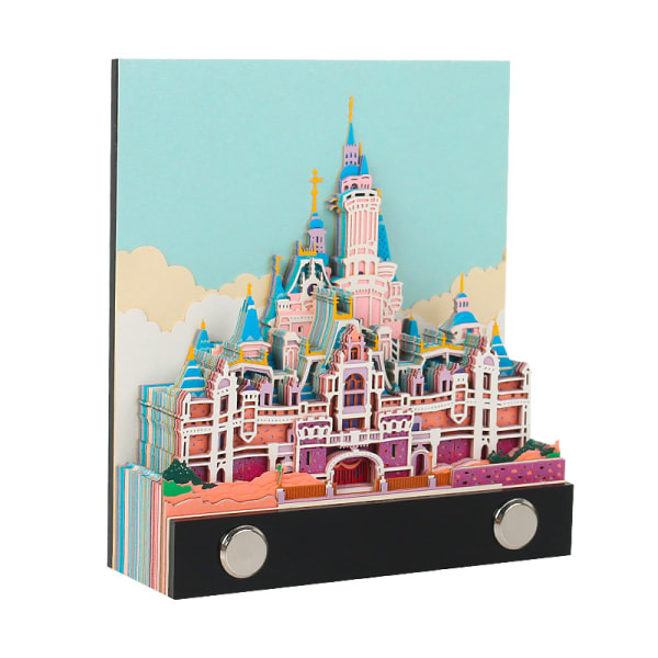 3D Memo Pad Papperskonst Sticky Notes, Cube Fairytale Castle Kontorstillbehör dekorationer för vänner barn